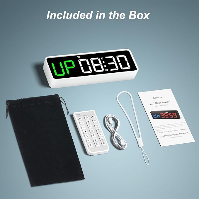 Portable Gym Timer Clock: Fitness Digital Clock with Strong Magnet - Remote Control for Fitness Enthusiasts - Powerful Battery for Home Gym Garage Boxing