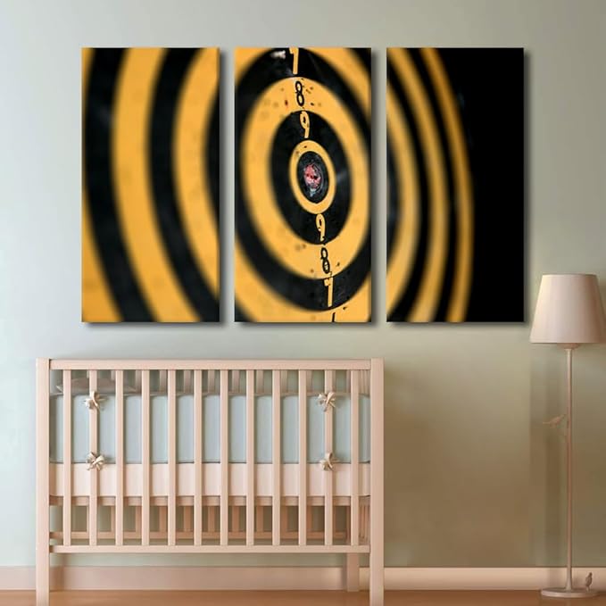Sports Theme Canvas Wall Decor,3 Pcs Yellow Retro Dart Plate Artwork Paintings Native Home Pictuers Modern Posters Prints with Wooden Framed for Living Room Bedroom Bathroom Ready to Hang(40" Wx60 H)