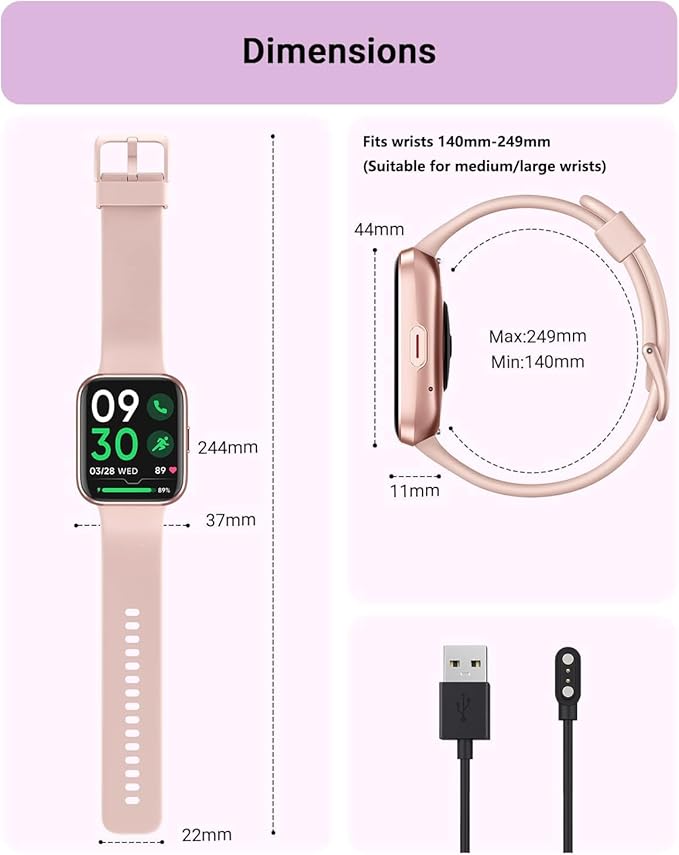 Smart Watch for Women Android & iPhone, Alexa Built-in, 1.8" Touch Screen Fitness Tracker with Answer/Make Calls, IP68 Waterproof Heart Rate/Sleep/SpO2 Monitor, Pedometer, 100+ Sport Modes