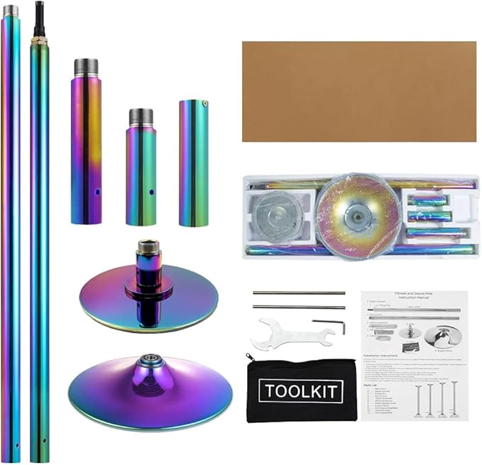 Dance Pole Set -Premium Height Adjustable 7.38-8.85ft Portable 45mm Diameter 360°Spinning Dancing Pole for Home,200KGS Capacity,Drill-Free Installation with Floor-to-Ceiling Stability