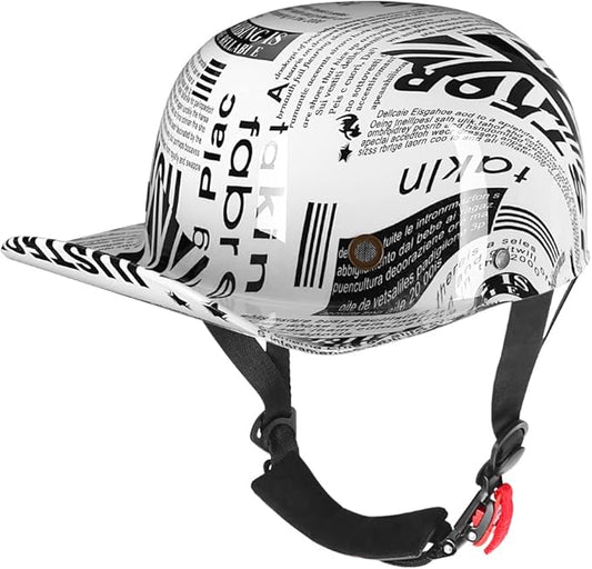 Vintage Retro Open Face Motorcycle Helmet Baseball Cap Half Helmets Men Women for Moped Cap Jet Scooter Street Cruiser - DOT Certified