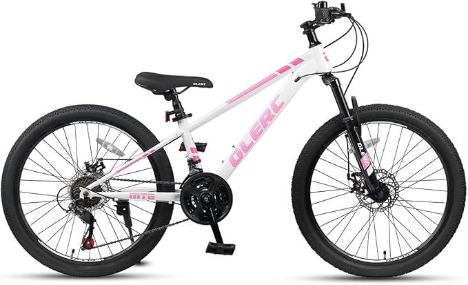 Glerc 20 24 Inch Kids Bike, Kids Mountain Bike for Boys and Girls Ages 6-14, 21-Speed Skyline Bicycle with Front Suspension and Disc Brakes, Multiple Colors