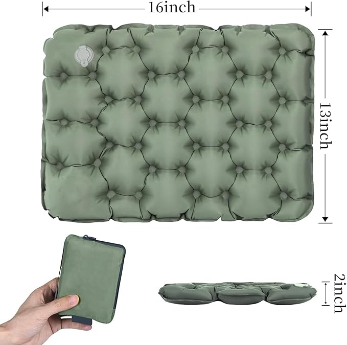 Lnflatable Cushion Portable Air Sitting Pad for Stadium Camping Travel Office Lightweight Waterproof Design with Carry Bag Quick-Deflate Compact Camp Chair Accessories