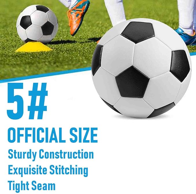 6 Pack Deflated Soccer Balls Set - Official Size 5/4/3 for Adults & Youth - Includes Air Pump - Multi-Color Outdoor Sports Balls for Training, Matches & Gifts