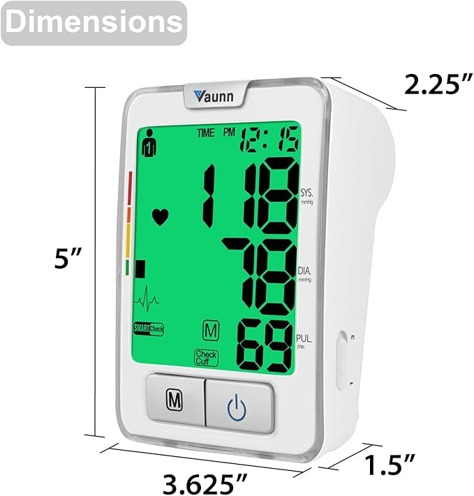 FSA/HSA Eligible, Vaunn Medical Automatic Upper Arm Blood Pressure Monitor, Medium Arm Cuff 8.7" - 16.5"