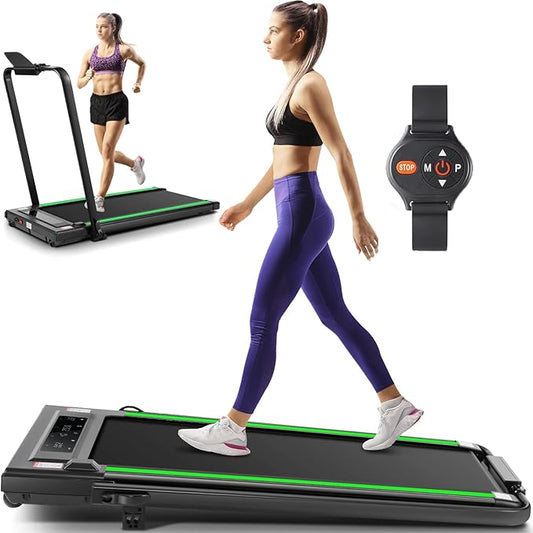 ANCHEER 4 in 1 Under Desk Treadmill with Incline - 2s Folding/Max 300 lb Capacity Walking Pad - Compact Electric Treadmill for Home, Gym, or Office with LED Touch Screen and Remote Control