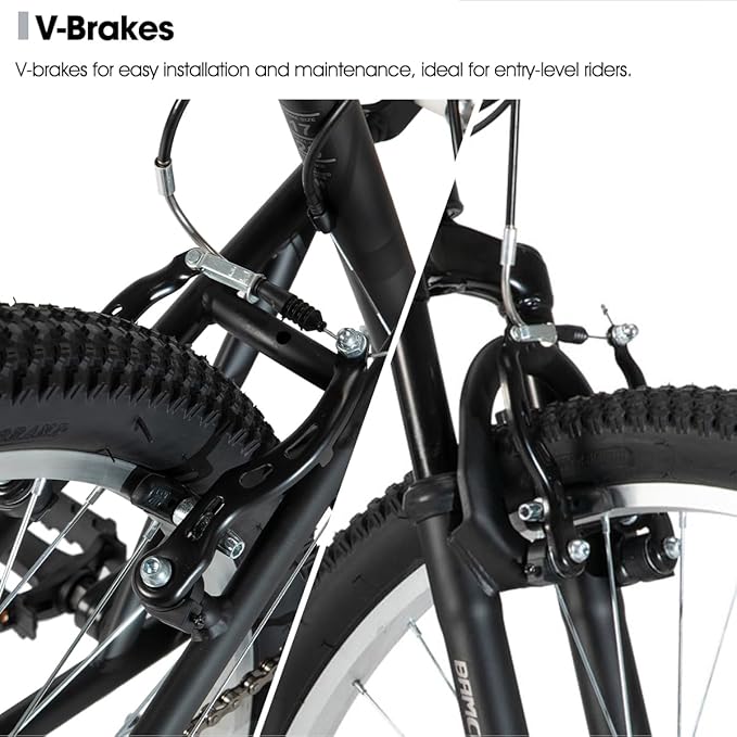 Hiland Full Suspension Mens Mountain Bike, 18 Speed, 26 Inch Wheel, Dual V Brake Bike for Men Womens Adult Bicycle