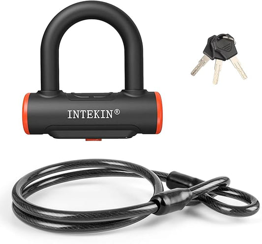 Bike U Lock Heavy Duty Bike Lock Bicycle Lock, 16mm U Lock and 3ft / 5ft / 6ft Length Security Cable with Sturdy Mounting Bracket for Bicycle, Motorcycle and More