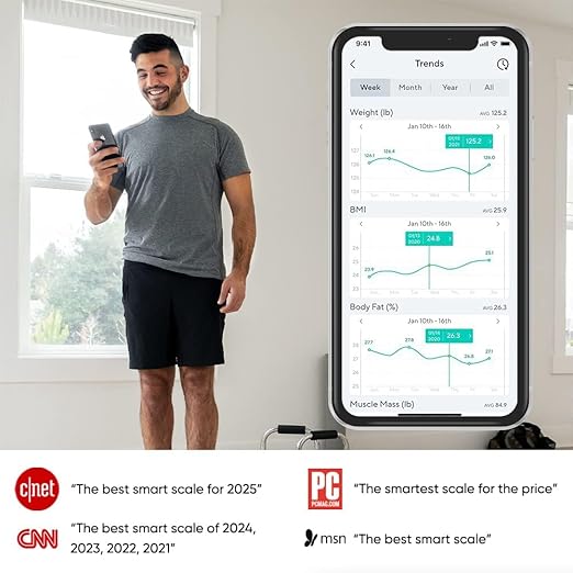 Wyze Smart Scale X - Digital Bathroom Scale for Body Weight, BMI, Body Fat, Muscle Mass, Heart Rate Monitor | Sync with Health Apps | for People, Baby & Pet, 400 lbs (Black)