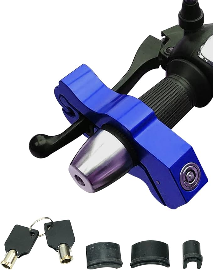 Lock Motorcycle, Heavy Duty Anti Theft Adjustable Bike Handlebar Lock with 2 Keys Protect Your Motorcycle Street ATV, Blue