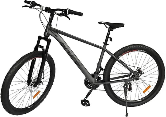Men’s 27.5 Inch Mountain Bike, Adult Bike with 21-Speed Twist Shifters, Dual Disc Brakes, Front Suspension Hardtail, Easy Assembly