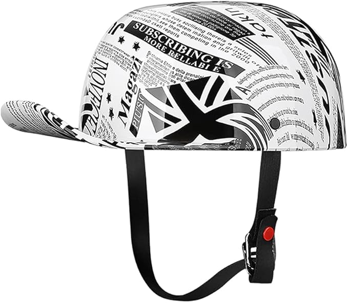 Vintage Open Face Motorcycle Helmet Retro Baseball Cap Half Helmets Men Women for Cruiser Street Scooter Moped Cap Jet with Mask Glasses - DOT Certified