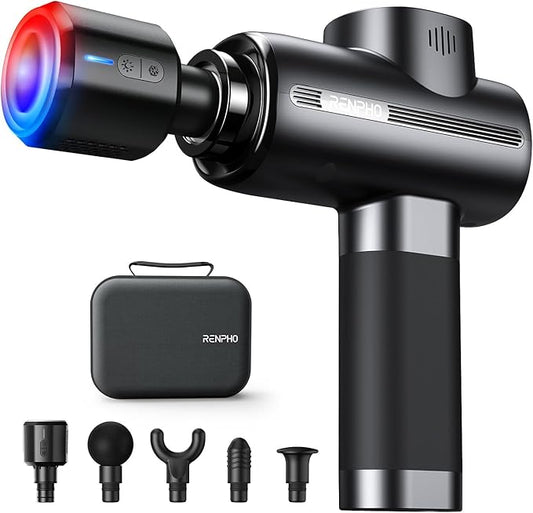 RENPHO Thermacool Massage Gun Deep Tissue with Heat and Cold Head, Handheld Muscle Massager with Carry Case, Percussion Body Muscle Masajeador for Men Women Athletes, Active