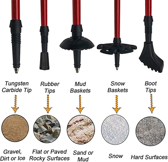 Aihoye Trekking Poles Shock Absorbing Adjustable Hiking or Walking Sticks for Hiking Collapsible Strong, 2-pc Pack Lightweight Walking Pole, All Terrain Accessories and Carry Bag