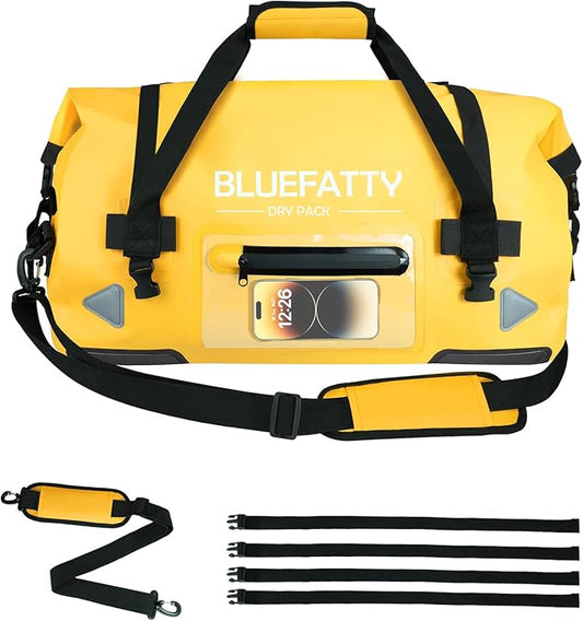 Large Waterproof Duffel Bag Roll-top Heavy Duty Dry Duffle Bags for Motorcycling, Rafting, Boating, SUP, Kayaking, Travel, 70L(Yellow)