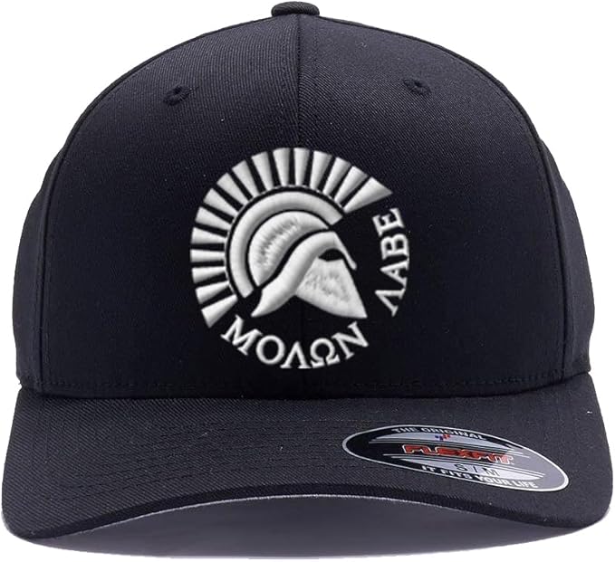 Spartan Warrior Helmet Molon Labe - Come and Take It Custom Embroidered Flex Fitted Baseball Hat