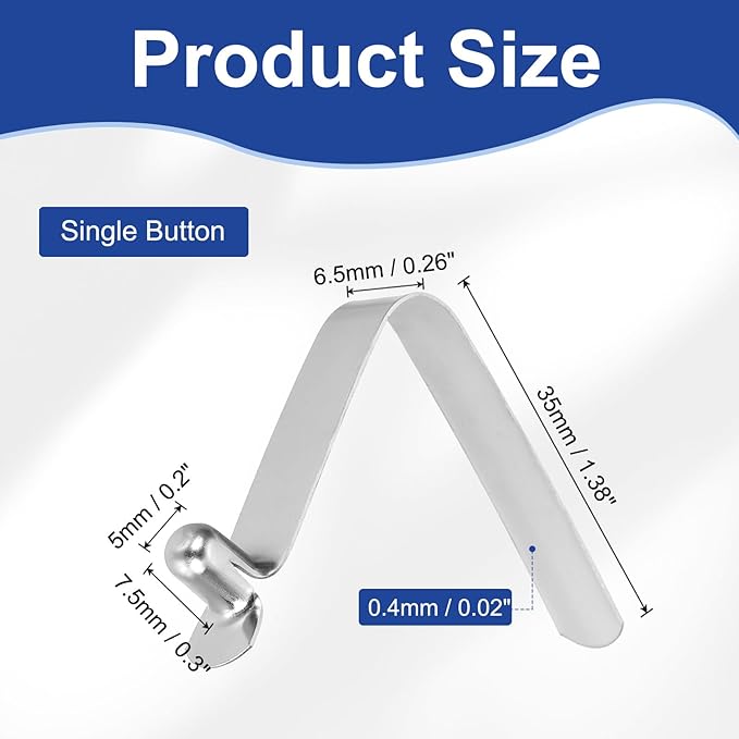 HARFINGTON Single Button Kayak Paddle Snap Spring Clip Spring Steel V-Shaped Hollow Lift Telescopic Locking Tube Pole Clips for Tent Umbrella Camping