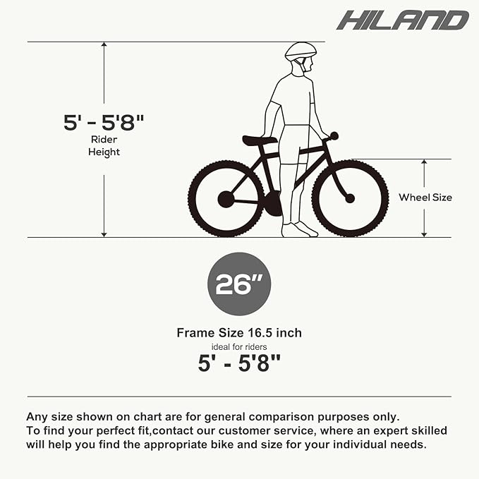 HILAND 26 Inch Womens and Mens Mountain Bike, 21 Speed Steel Frame Adult Bicycle, MTB Bikes with Suspension Fork, Purple Green White