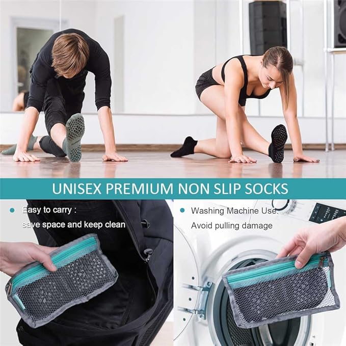 Hylaea Unisex Non Slip Socks with Grip for Yoga, Hospital, Pilates, Barre | Ankle, Cushioned