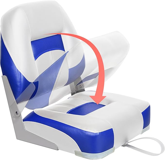 Two Tone Low Back Folding Boat Seat,White/Blue,2pcs/pack