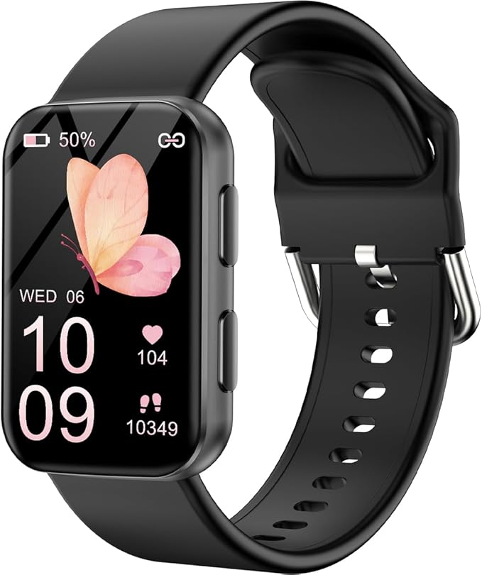 MorePro Health Fitness Tracker with Blood oxy-gen Monitor and 24/7 Heart Rate and Blood Pressure, Sleep Monitor, 120+ Sport Modes Waterproof Fitness Watch for Women Men Android iOS, Black