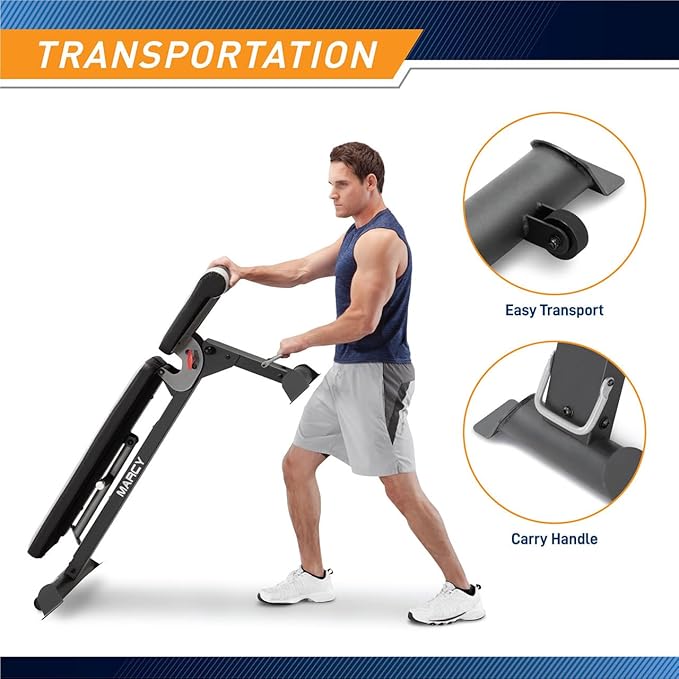 Marcy Foldable Adjustable Utility Weight Bench, Strength Training Home Gym for Full Body Workout
