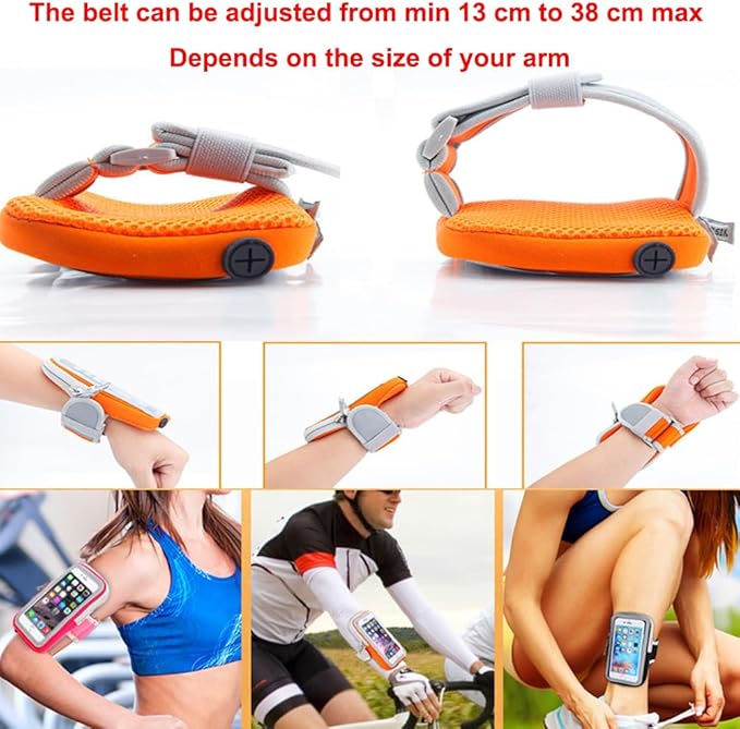 Multifunctional Outdoor Sports Armband Sweatproof Running Armbag Casual Arm Package Bag Gym Fitness Cell Phone Bag Key Holder for iPhone 16 15 14 13 Max Pro Plus Samsung Galaxy Note S24 S23 Edge, Pink