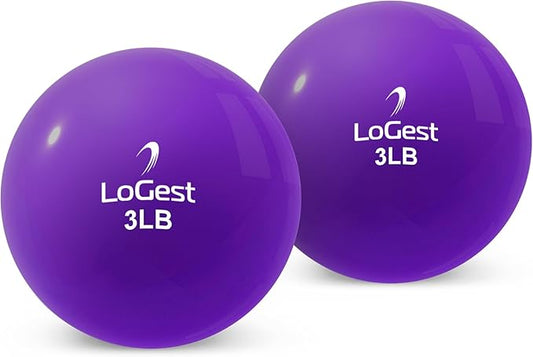 Logest Weighted Toning Exercise Balls Pair - Round Shape Medicine Ball - 1LB 2LB 3LB 4LB 5LB 6LB Available - Toning Muscle for Men & Women - Color-Coded Difficulty Levels