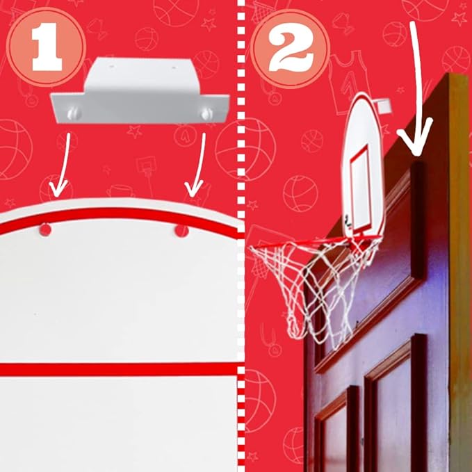 Mini Basketball Hoop - Indoor Basketball Hoop - Durable Plastic Basketball Hoop for Kids and Adults - No Assembling - Premium Basketball Game with Ball and Pump