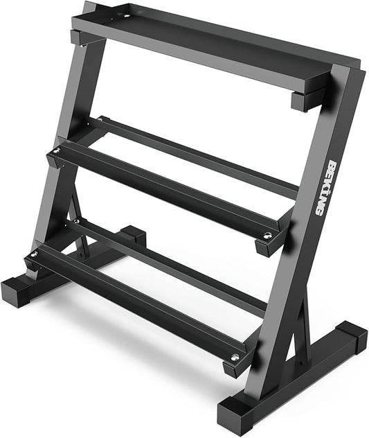 BEKING Dumbbell Rack, 3 Tier Weight Storage Rack for Dumbbells, Kettlebells, Multilevel Free Weight Organizer Stand for Home Gym Fitness, 1000-Pound Capacity