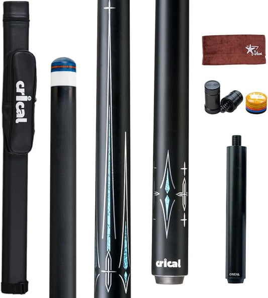 CRICAL Carbon Fiber Pool Cue Stick 58" Billiard Cue Sticks Professional Low Deflection Pool Sticks with 3/8 * 8 Pin Joint and 12.5mm Tip