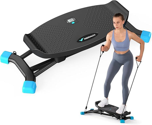 MERACH Balancing Machine for Full Body Workout, Sliding Ski Simulator with Resistance Bands, 300 LBS Loading Capacity Exercise Workout Equipment for Women﻿(Black)