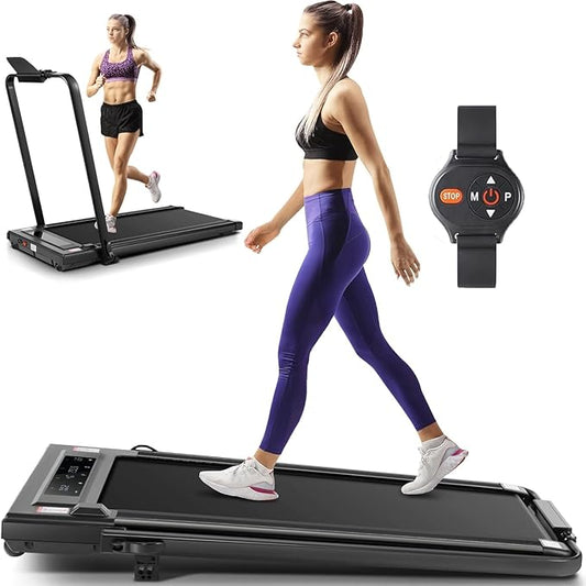 ANCHEER 4 in 1 Under Desk Treadmill with Incline - 2s Folding/Max 300 lb Capacity Walking Pad - Compact Electric Treadmill for Home, Gym, or Office with LED Touch Screen and Remote Control