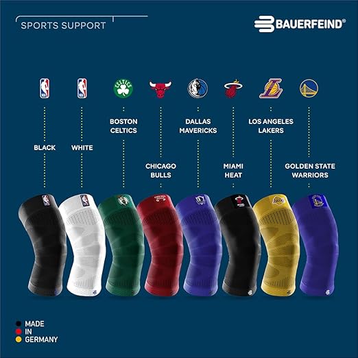 Bauerfeind Sports Compression Knee Support NBA Chicago Bulls - Lightweight Design with Gripping Zones for Basketball Knee Pain Relief & Performance (Bulls, S)