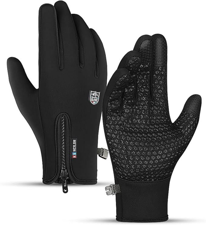 Winter Thermal Gloves for Men and Women, Waterproof Windproof and Non-Slip Gloves, Warm Touch Screen Gloves for Outdoor Running, Cycling, Driving, Medium Size