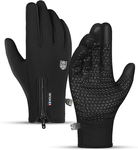 Winter Thermal Gloves for Men and Women, Waterproof Windproof and Non-Slip Gloves, Warm Touch Screen Gloves for Outdoor Running, Cycling, Driving, Medium Size