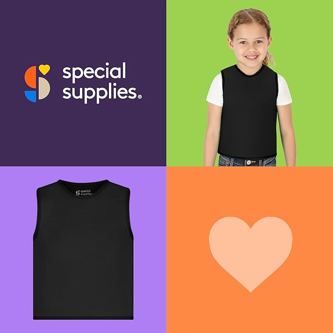 Special Supplies Sensory Compression Vest Deep Pressure Comfort (Black, X-Small)