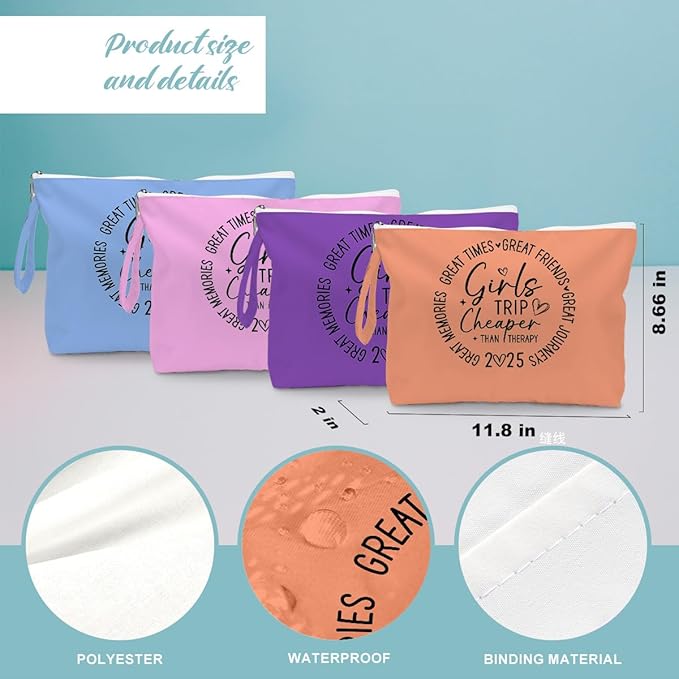 Fokongna 4PCS Girls Trip Gifts Wet Bag Wet Dry Bag Beach Bags Favors for Swimsuit Toiletry Bags Travel Essentials For Women, For Beach Travel Gym Swimsuit Dirty Diaper