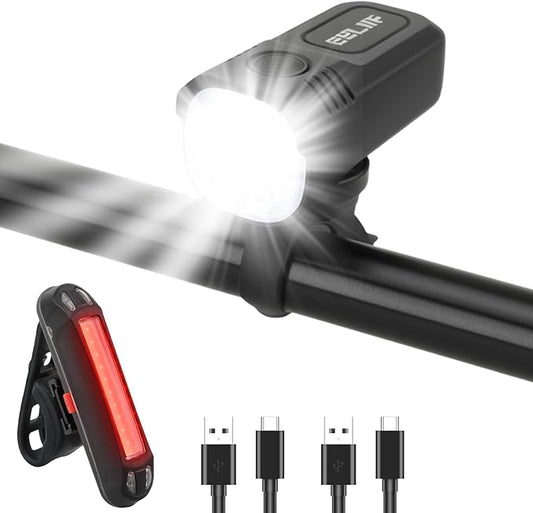 Bike Light for Night Riding, 2000LM/1000LM Bicycle Headlight & Taillight, Multiple Modes,3000mAh/2000mAh USB C Rechargeable Waterproof LED Bright Bike Headlights for Cyclists and Commuters
