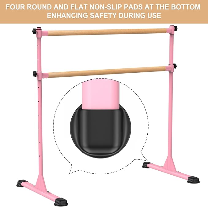 Height Adjustable Ballet Barre, Heavy Duty Freestanding Dance Bar, Anti-Slip Sturdy for Kids & Adults, Ideal for Home, Ballet, Fitness, Yoga