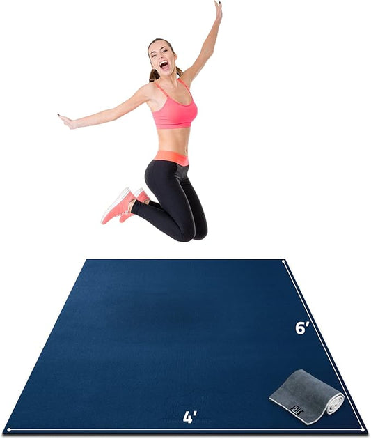 Gorilla Mats Premium Large Exercise Mat – 6x4', 7x4', x7x5', 8x4', 10x4' (1/4" Thick) Ultra Durable, Non-Slip, Workout Mat for Instant Home Gym Flooring – Great on Any Floor – Use With or Without Shoes