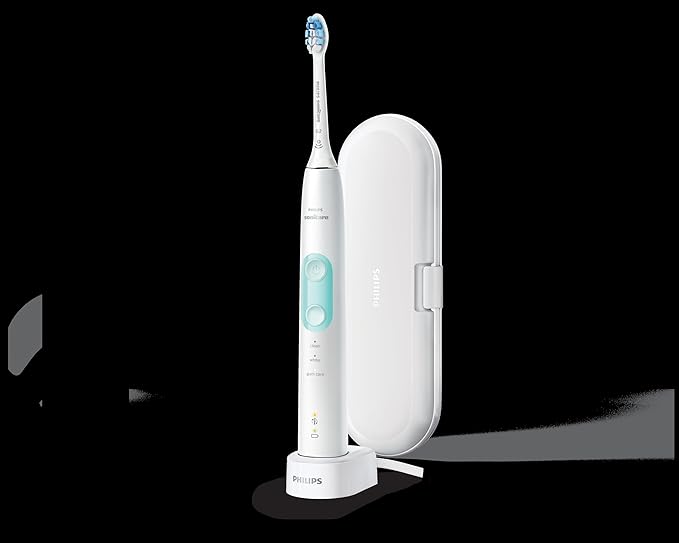 Philips Sonicare ProtectiveClean 5100 Rechargeable Electric Toothbrush, with Pressure Sensor, 3 Cleaning Modes, SmarTimer and QuadPacer, 14-Day Battery Life, Travel Case, White, Model HX6857/11