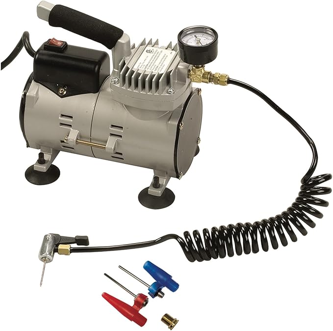 Champion Sports Electric Ball Inflator with Needle - Quiet Air Compressor for Basketball, Soccer, Volleyball & Sports Balls, High PSI Rating, Fast Inflation, 110-120V AC Power for Gym & School Use