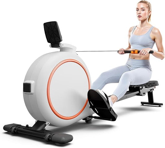 Rowing Machine, Magnetic Rowing Machines for Home with 300lb Weight Capacity, 32-Levels Quiet Adjustable Resistance, Compact Rower Machine with Tablet Holder, Bluetooth&App Compatible
