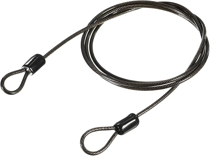 MECCANIXITY Security Steel Cable Lock, Safety Cable Flexible Wire Rope Luggage Lock 3.3feet 2.5mm Vinyl Coated Braided Steel with Double Loop for Bike Bicycle U-Lock Padlock Grey