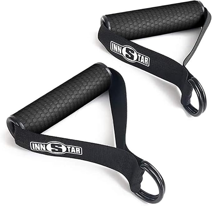 INNSTAR Cable Handles Gym Equipment, Resistance Band Handles with Solid ABS Core Grips, D Handle Cable Attachment, Heavy Duty Exercise Handles, Cable Machine Handles