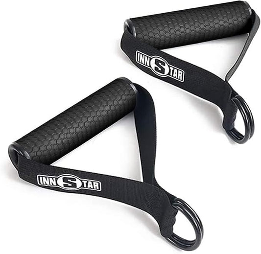 INNSTAR Cable Handles Gym Equipment, Resistance Band Handles with Solid ABS Core Grips, D Handle Cable Attachment, Heavy Duty Exercise Handles, Cable Machine Handles