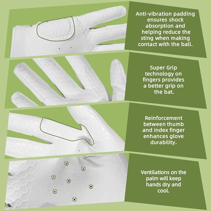 Seibertron B-A-R PRO 2.0 Signature Baseball + Softball + Teeball Batting Gloves Super Grip Finger Multiple 11 Sizes + 5 Colors Available Fit Adult Youth Kids Boys Girls Mens Women