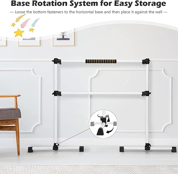 Costzon Portable Ballet Barre, 4ft Freestanding Double Ballet Bar with Adjustable Height, Fitness Dance Bar w/Foam Pads for Stretching, Home Gym Barre Exercise Equipment for Kids & Adults