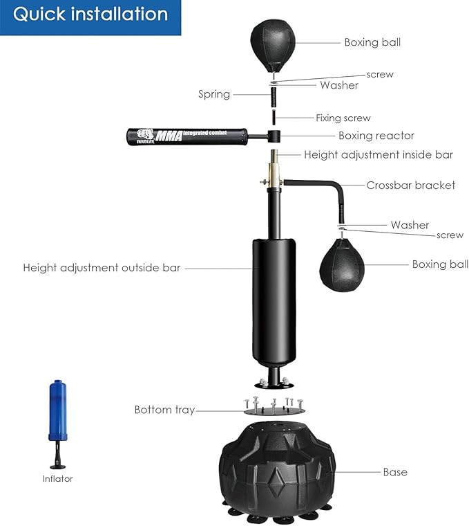 InnoLife MMA Boxing Speed Trainer Punching Spinning Bar with Dual Punch Head